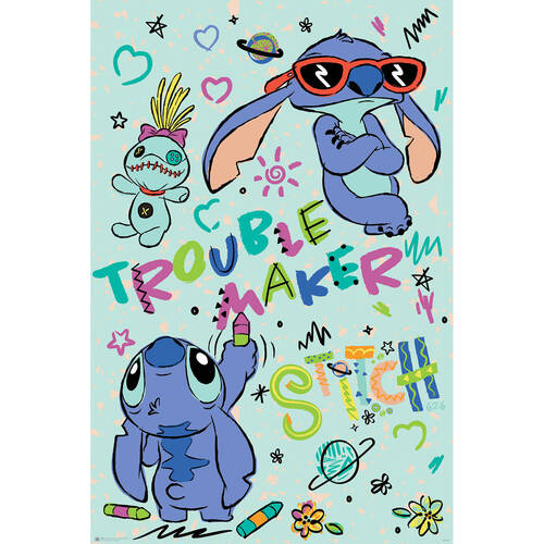 Disney Lilo & Stitch Troublemaker Poster 91.5x61cm Kids Room Decor