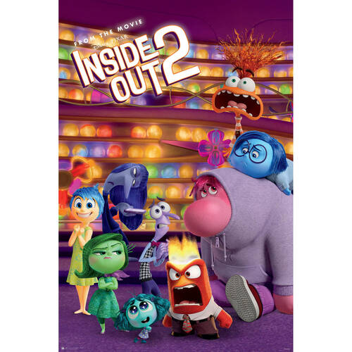 Disney Inside Out 2 Movie Emotions Poster 91.5x61cm Kids Room Decor