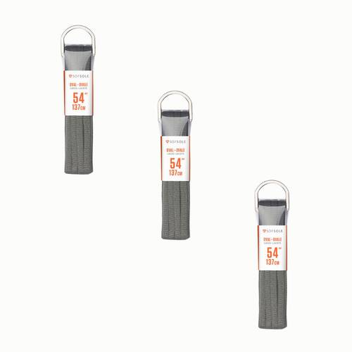 3PK SofSole Athletic Oval Sport Shoe 54" Laces - Grey