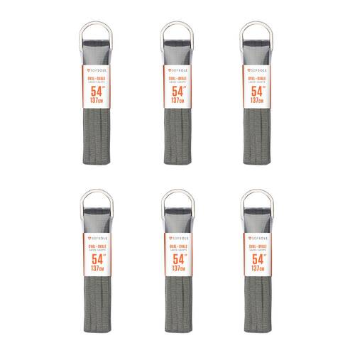 6PK SofSole Athletic Oval Sport Shoe 54" Laces - Grey