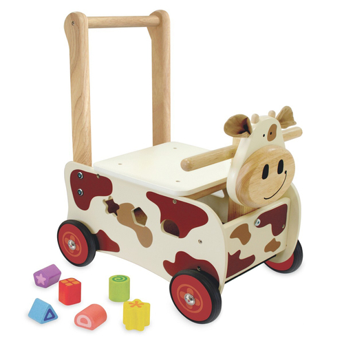 Im Toy 45cm Wood Walk & Ride Cow Sorter Kids Ride-On Toy 12m+