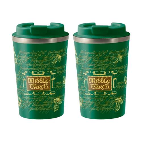 2PK Lord of the Rings Middle Earth Insulated Metal Travel Drinking Mug 350mL Green