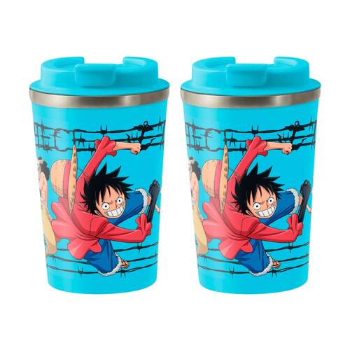 2PK One Piece Group Insulated Metal Travel Drinking Mug 350mL Blue