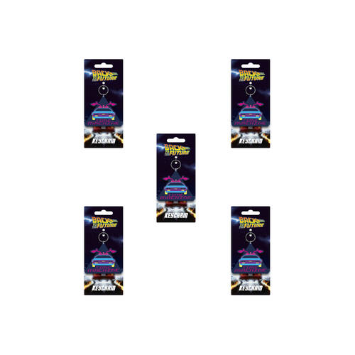 5PK Back To The Future Time Machine PVC Latex Free Keyring 9cm Multicoloured