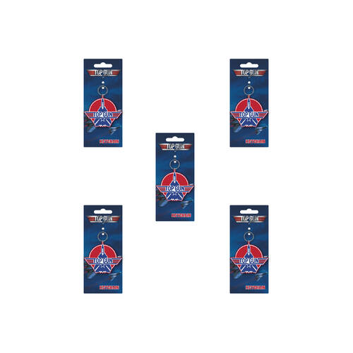 5PK Top Gun Movie Logo PVC Latex Free Keyring/Keychain 9cm Red and Blue