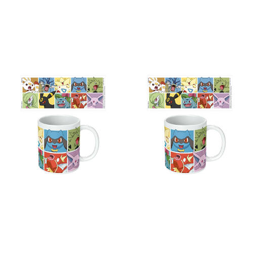 2PK Pokemon Kanto Grid 1 Ceramic Mug Drinking Cup White 9x11cm