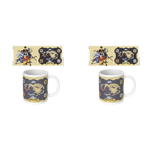 2PK Avatar The Last Airbender Map Ceramic Mug Drinking Cup White 9x11cm