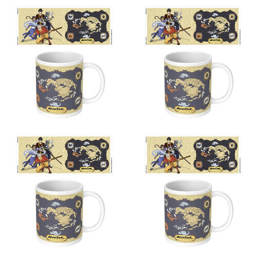 4PK Avatar The Last Airbender Map Ceramic Mug Drinking Cup White 9x11cm