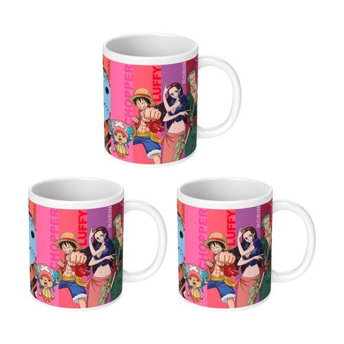 3PK One Piece Panels Ceramic Hot & Cold Drinking Mug Multicolour