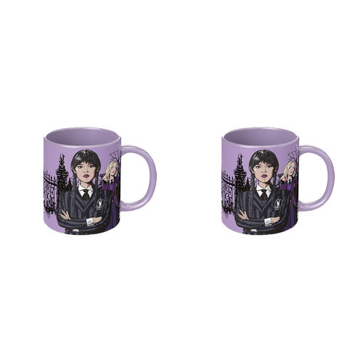 2PK Wednesday Nevermore Academy Characters Coloured Coffee Mug Purple