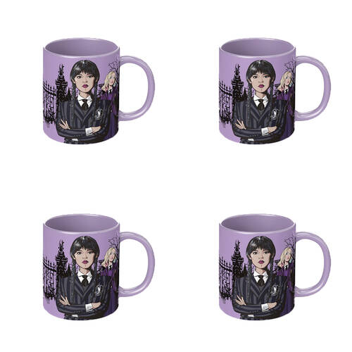 4PK Wednesday Nevermore Academy Characters Coloured Coffee Mug Purple