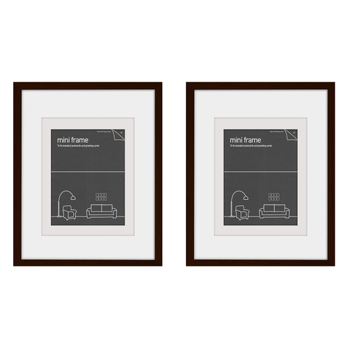 2PK Frames & Hangers Mini Wall Hanging Sleek 21x26cm Post Card Picture Frame Oak