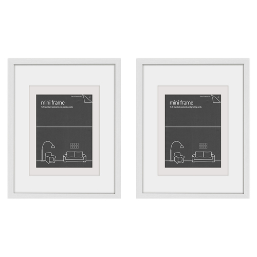 2PK Frames & Hangers Mini Wall Hanging Sleek 21x26cm Post Card Picture Frame White