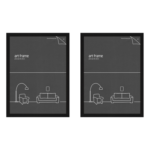 2PK Frames & Hangers Wall Hanging Sleek 30x40cm Picture Poster Frame Black