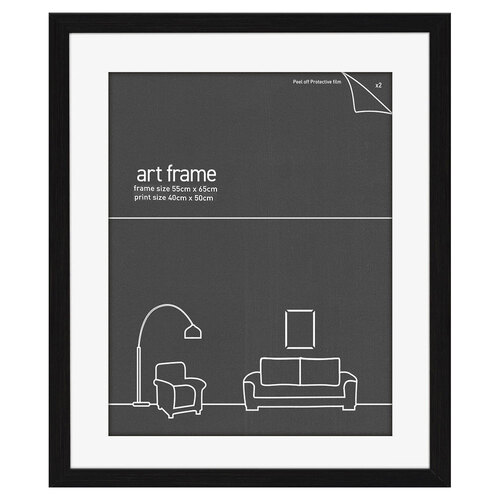Frames & Hangers Wall Hanging Sleek 40x50cm Picture Art Print Frame Black With Double Mat