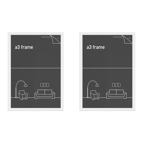 2PK Frames & Hangers Wall Hanging Sleek A3 Picture Print Art Frame White 28x40Cm