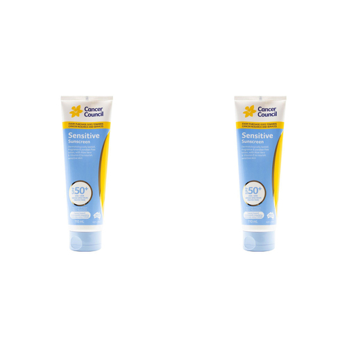 2PK Cancer Council 110ml Sensitive Sunscreen SPF50+ Body Lotion