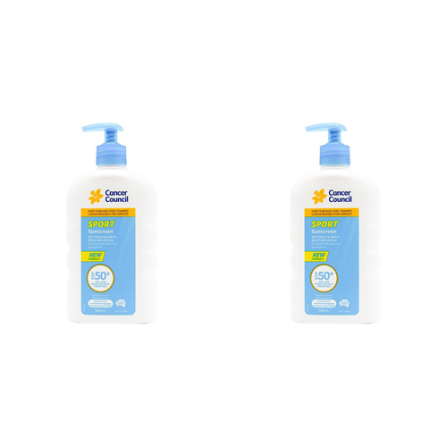 2PK Cancer Council 500ml Sport Sunscreen SPF50+ Lotion Pump Bottle