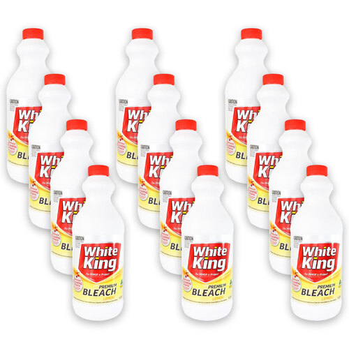 12PK White King Premium Liquid Powerful Bleach Cleaner 1.25L - Lemon