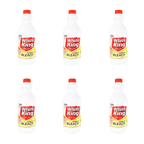6PK White King Premium Liquid Powerful Bleach Cleaner 1.25L - Lemon