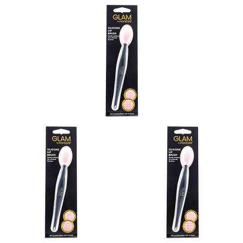 3PK Glam By Manicare Soft Silicone Lip Brush Makeup Tool - Black