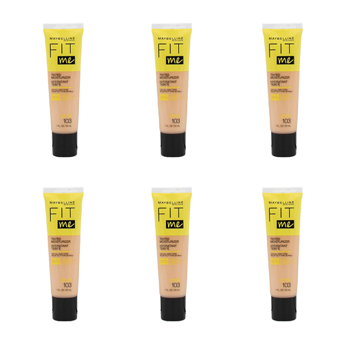 6PK Maybelline 30ml Fit Me Tinted Moisturizer w/ Aloe 103 - Beige