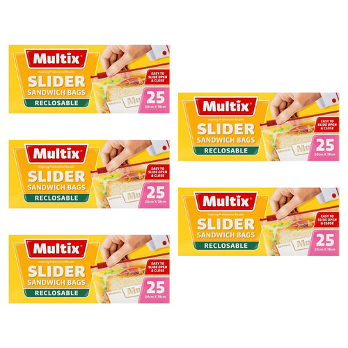 125pc Multix Reclosable Slider Sandwich Bags Clear 20x18cm