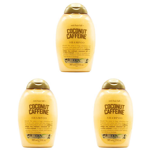 3PK Ogx 385ml Shampoo Anit-Hair Fall w/ Coconut Caffeine