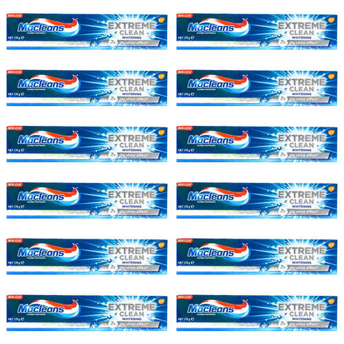 12PK Macleans 170G Toothpaste Extreme Clean Whitening Fluoride Toothpaste
