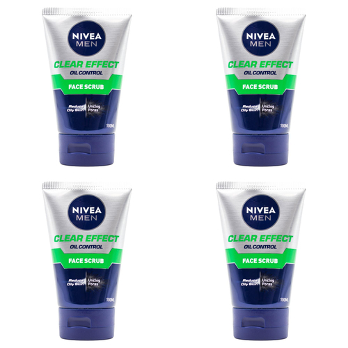 4PK Nivea Men 100ml Face Scrub Clear Effect Oil Control Cleanser
