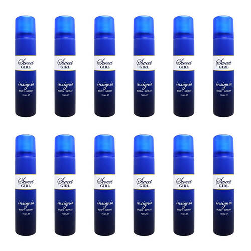 12PK Insignia Women's Body Spray Sweet Girl 75ml Daily Fragrance Mist