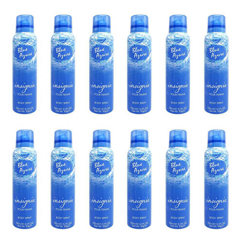 12PK Insignia Women's Body Spray Blue Azure 150ml Daily Fragrance Mist