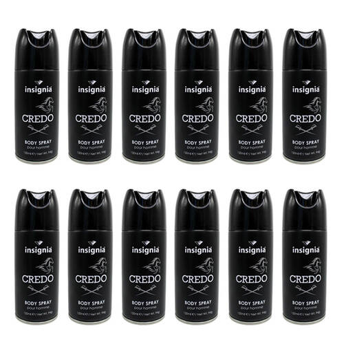 12PK Insignia Men's Body Spray Credo Pour Homme 150ml Fragrance