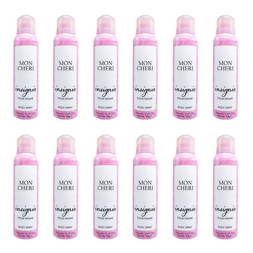 12PK Insignia Women's Body Spray Mon Cheri 150ml Daily Fragrance Mist