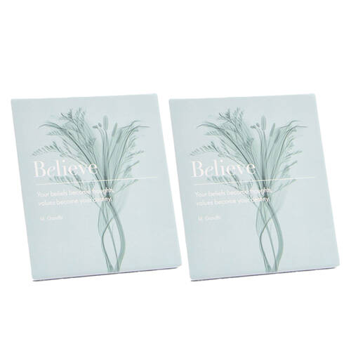 2PK Bramble Bay Inspirational Home Decor Plaque W/ Believe Gandhi Quote Blue 