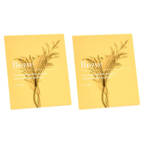 2PK Bramble Bay Inspirational Home Decor Plaque W/ Brave A.A Milne Quote Yellow