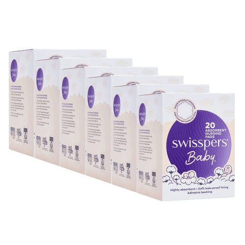 6x 20pc Swisspers Baby Breastfeeding Absorbent Nursing Pads Disposable White