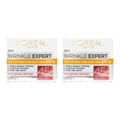 2PK Loreal Paris Wrinkle Expert Day Cream w/ Retino Peptides 45+ Skin Care 50ml