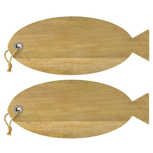 2PK Maxwell & Williams Reef 48cm Fish Shaped Mango Wood Serving Board