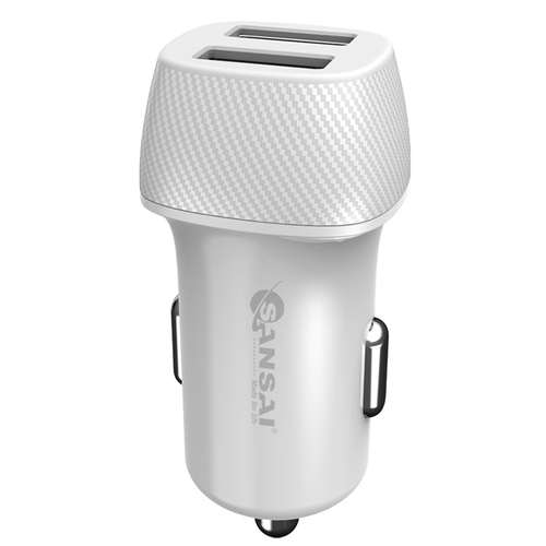 Sansai 4.8A Dual USB Car Charger - White