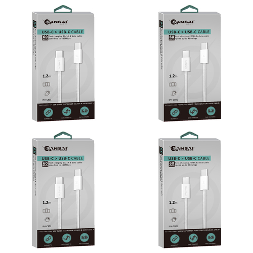 4PK Sansai Type-C High Speed Universal Cable 60W 1.2 m White