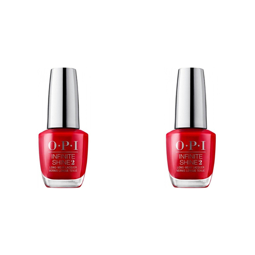 2PK OPI Infinite Shine Long Wear Lacquer Nail Polish Big Apple Red 15ml