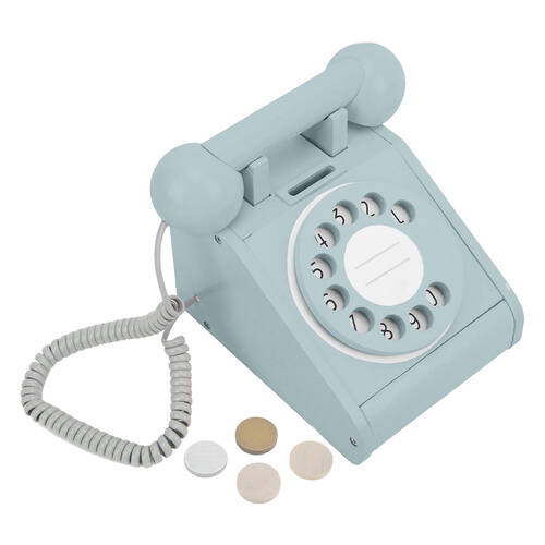 Imagine That Wooden Rotary Retro Telephone Kids Role Play Toy Aqua Green 3y+