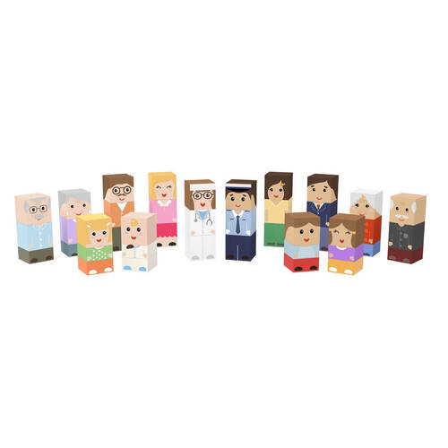 42pc Imagine That Intergenerational Family Wooden Blocks Kids Role Play Toy 2y+