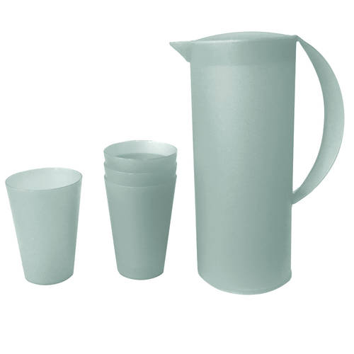 1.5L Frosted Plastic Jug & 280ml 4PK Cup Set - Grey