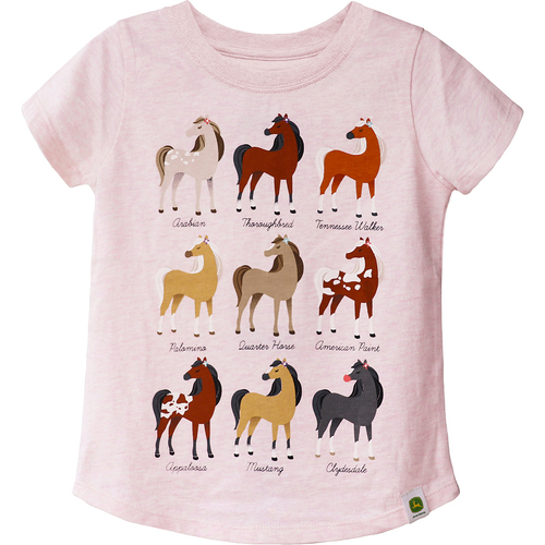 John Deere Horse Breeds T-Shirt/Tee Toddler Size 2 Pink