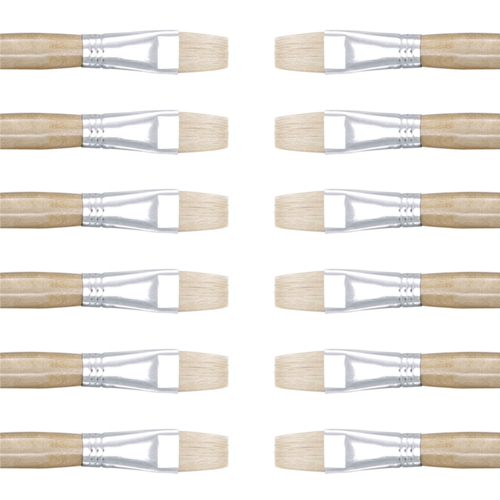 12PK Jasart Hog Bristle Series 579 Flat Paint Brush - Size 10