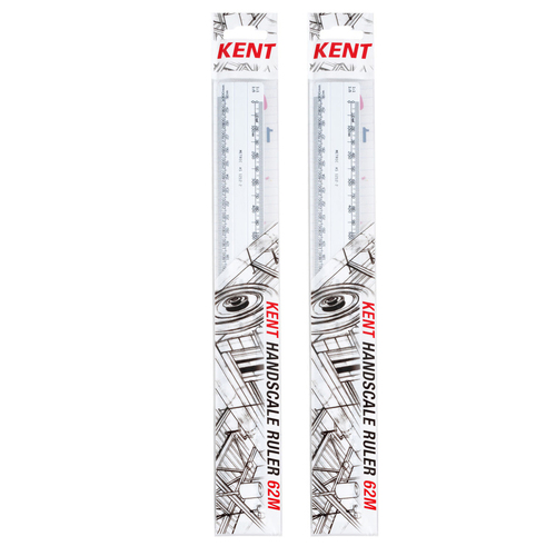2PK Kent 30cm Double/Sided Oval Hand Scale 62M 1:1,5,10,100,20,200,50,500