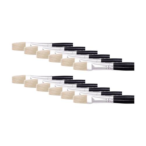 12PK Jasart Hog Bristle Series 577 Flat Paint Brush - Size 12