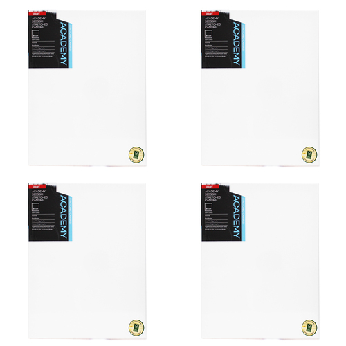 4PK Jasart Academy 16x20" Thin Edge Cotton Stretched Canvas 280GSM - White